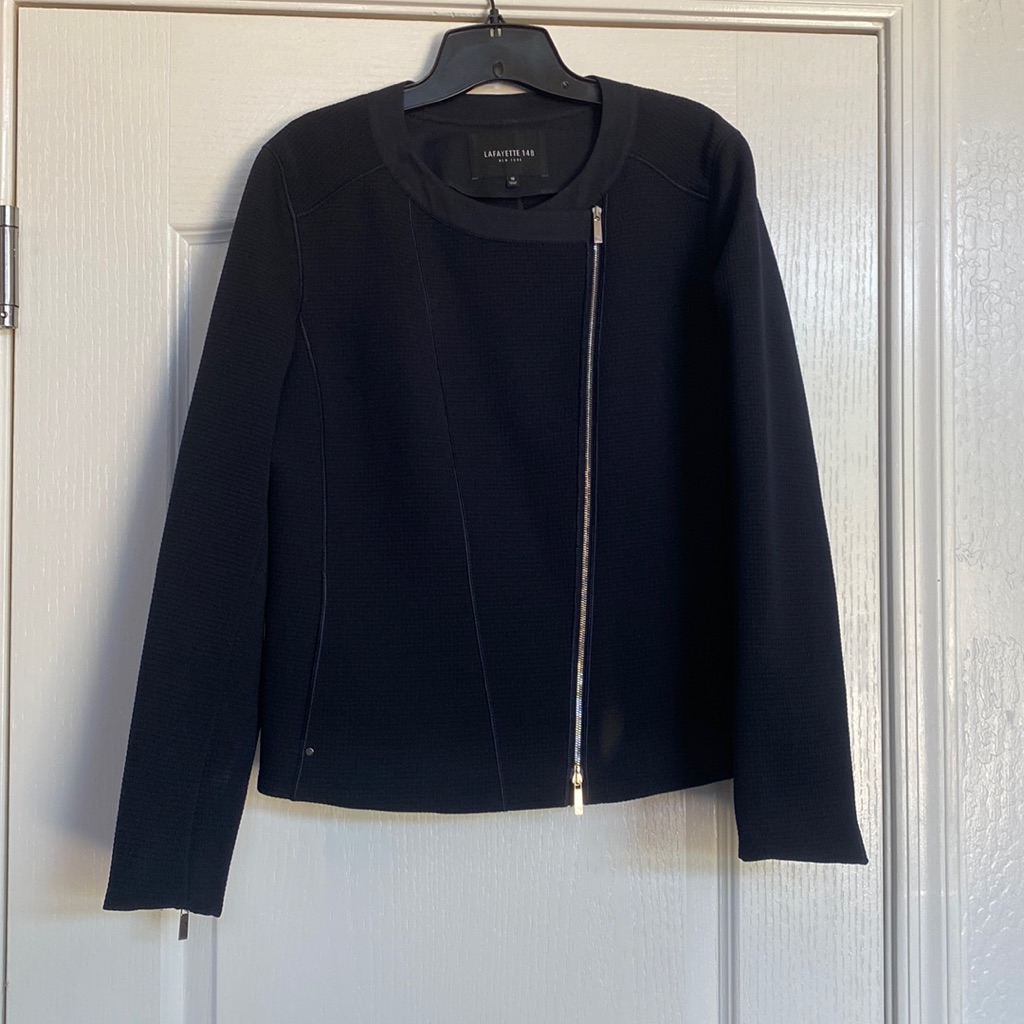 Lafayette 148 Navy Blue Motorcycle Style Blazer